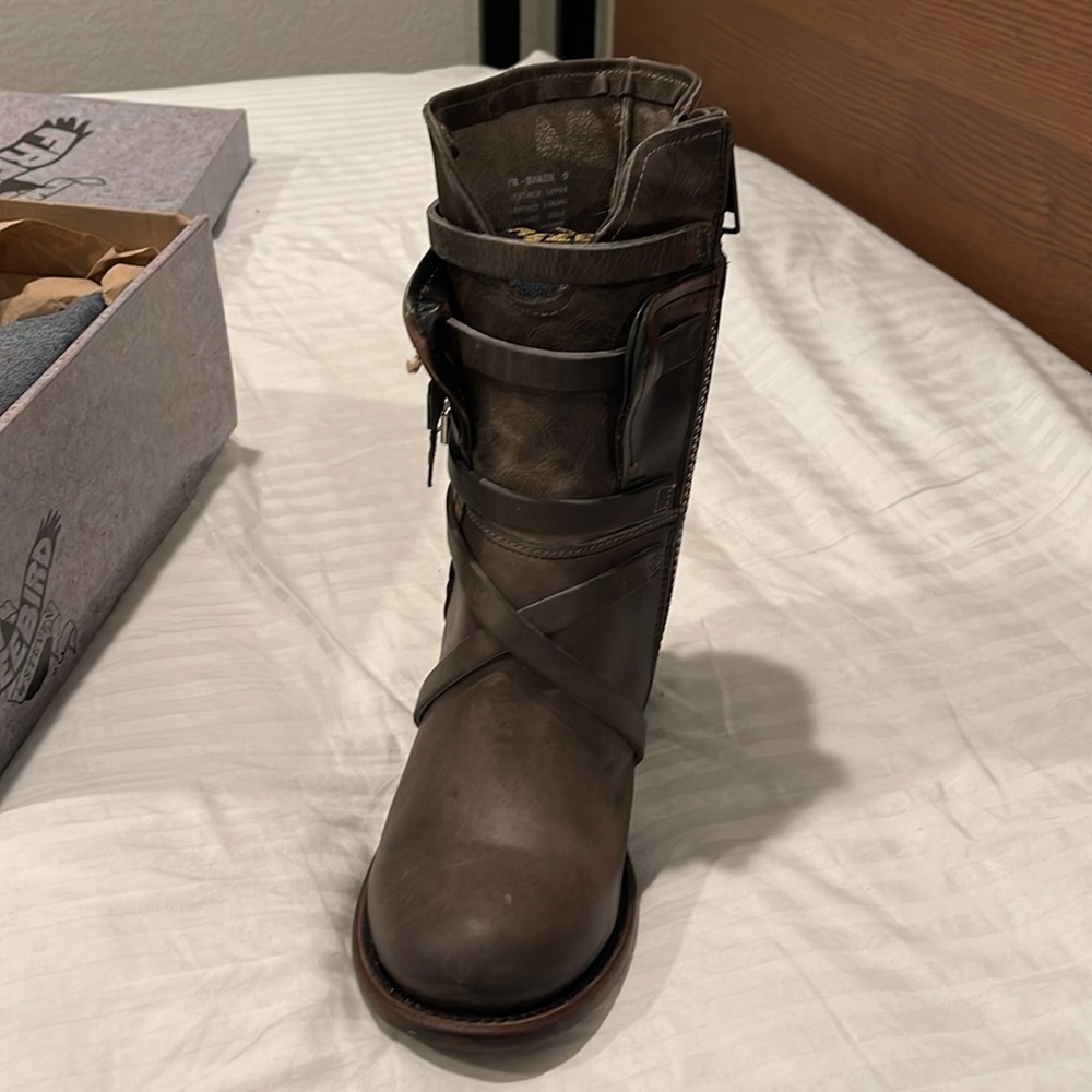 Freebird by Steven Brown Leather Strappy Heeled Boots - Picture 3 of 7